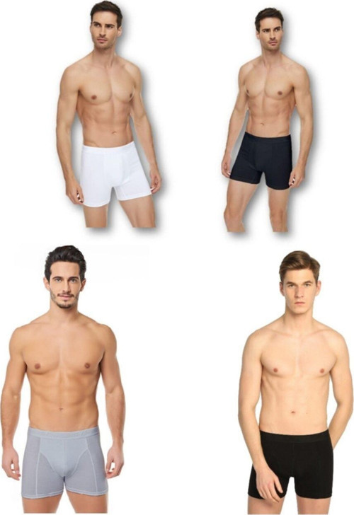 Erkek Renkli Likralı Spor Boxer 4 Adet