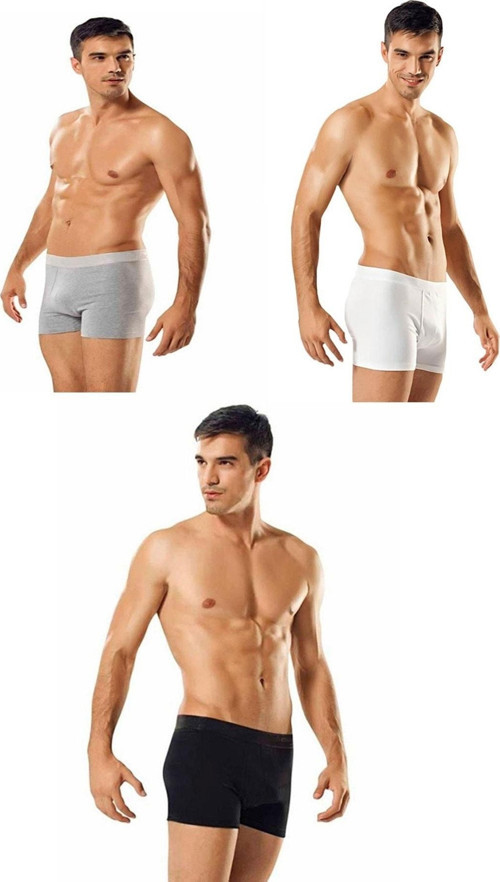Iç Giyim Pamuklu Likralı Erkek Boxer Paçalı Don 3 Lü Paket