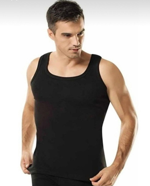 Erkek Siyah Gri 6’Lı Paket Pamuklu Ribana Klasik Atlet