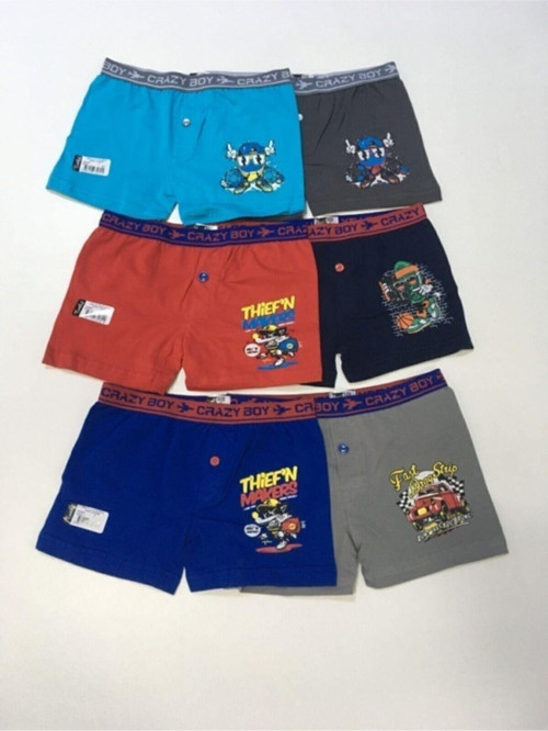Tec0253 Çocuk Elastan Baskılı Boxer 6 Adet