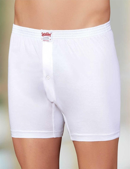 Erkek Siyah 6'Lı Paket Penye Düğmeli %100 Pamuklu Boxer Yeni Sezon Me010