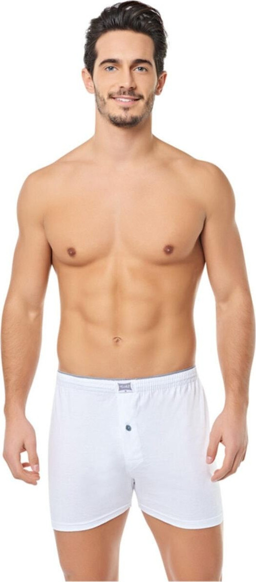 6'Lı Paket Penye Klasik Erkek Beyaz Boxer