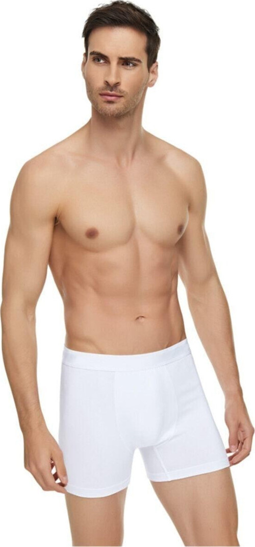 Erkek Likralı Beyaz Boxer 6 Adet