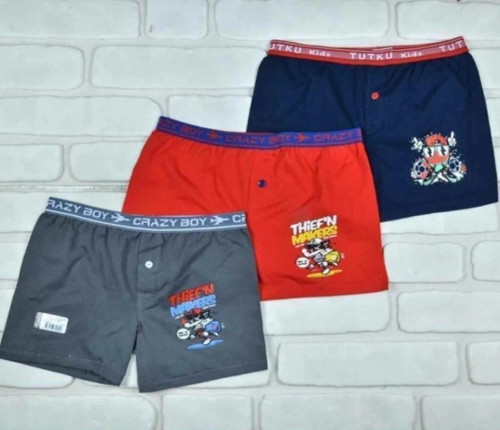Erkek Çocuk 3"Lü Karışık Baskılı Likralı Elestan Pamuklu Boxer 0253
