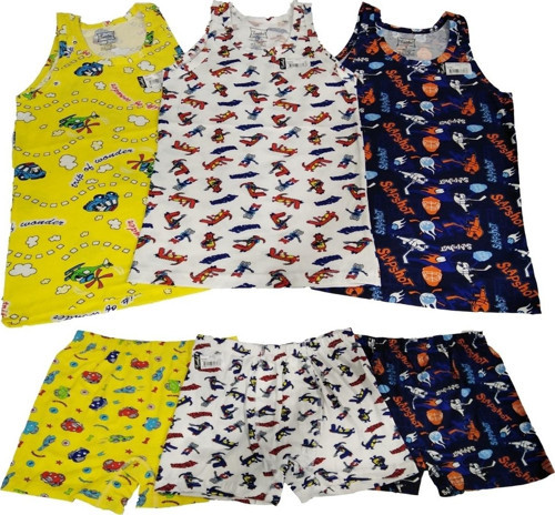 Erkek Çocuk Beyaz Toptan 3'Lü Atlet Boxer Takım