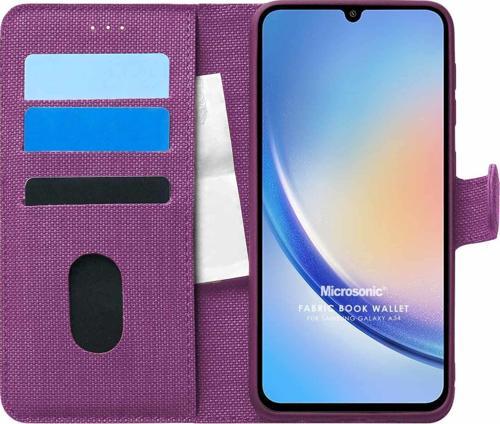 Samsung Galaxy A34 Kılıf Fabric Book Wallet Mor