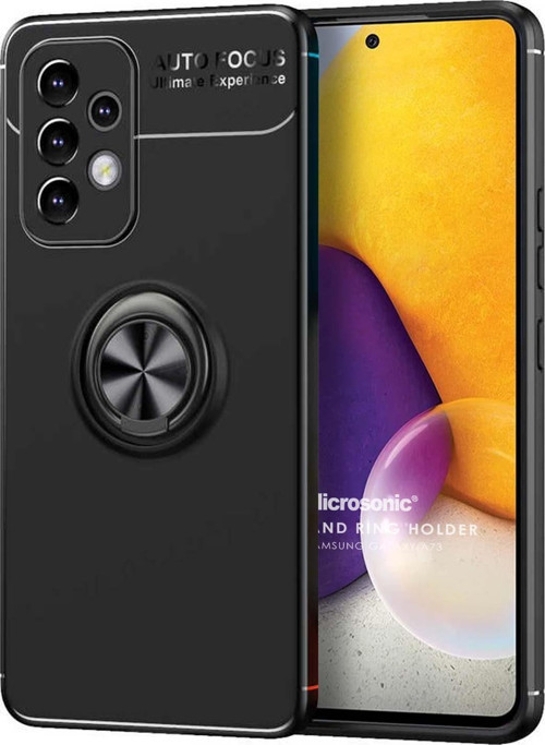 Samsung Galaxy A73 5G Kılıf Kickstand Ring Holder Siyah