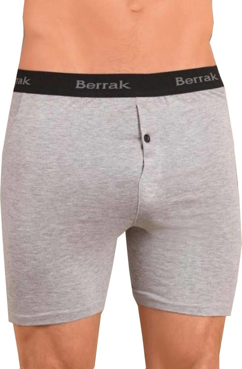 Erkek Gri Likralı Düğmeli Boxer 5'Li Paket 1059