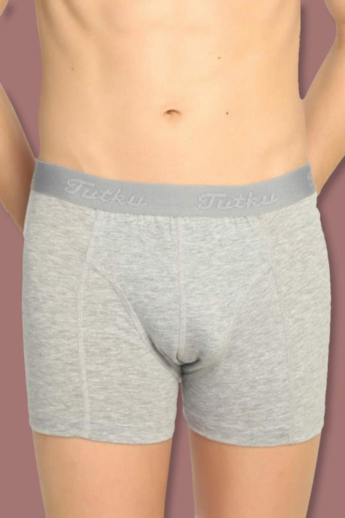 Erkek Gri Elastan Likralı Boxer 6 Lı