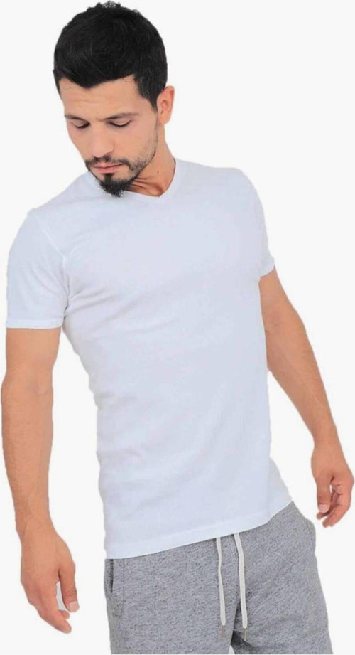Erkek Beyaz Ribana V Yaka Fanila 107 Yeni Sezon (2 Adet Ekonomik Paket)