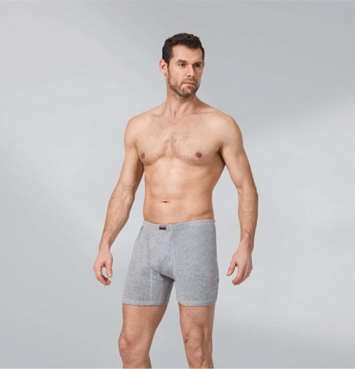 3Lü Erkek Paçalı Arjantin Boxer Külot Ribana Kumaş Gri 3 Lü Paket 106
