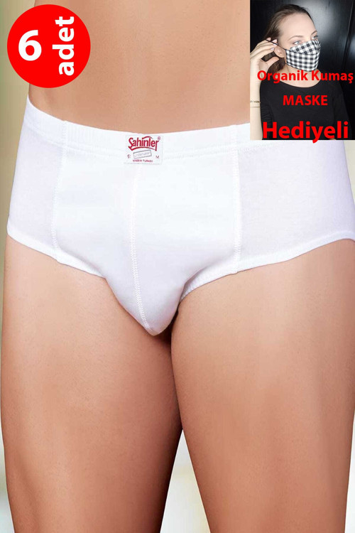 Erkek Beyaz 6'Lı Paket %100 Pamuk Külot Me009