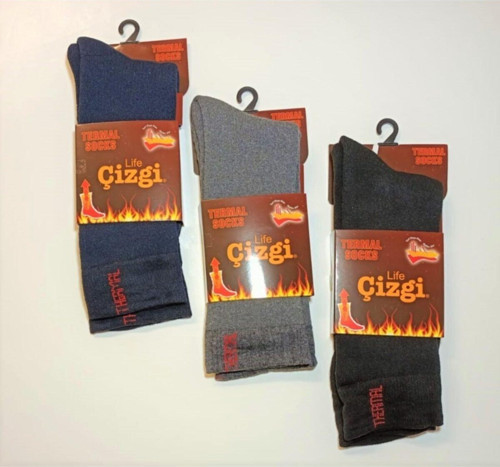 Erkek Siyah Gri Lacivert Termal Çorabı 3'Lü
