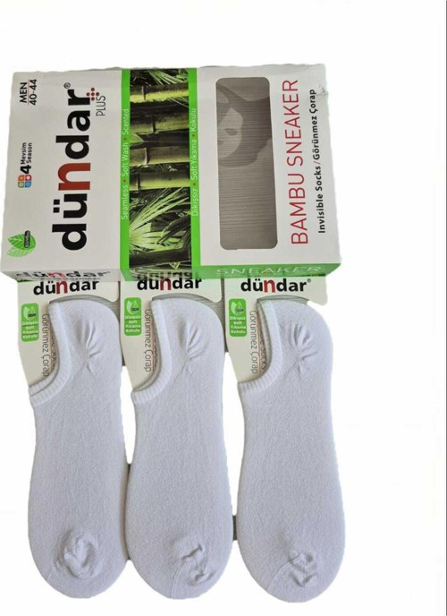 Erkek Sneakar Bambu Dikişsiz Kokulu 12'Li Beyaz