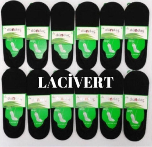 Erkek Bambu Lacivert Babet Çorap Plus Dikişsiz 12'Li