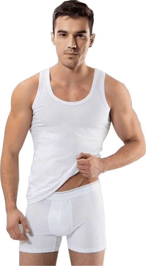 3'Lu Paket Erkek Atlet Boxer Takım %100 Pamuk Atlet Lıkralı Boxer