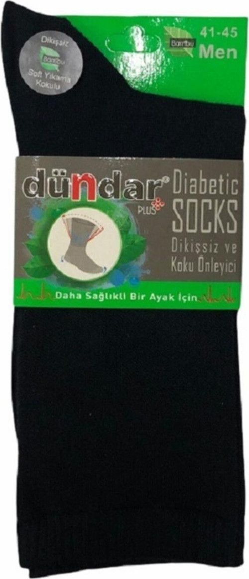 6982 12'Li Erkek Bambu Diyabet Çorabı Siyah 41 45