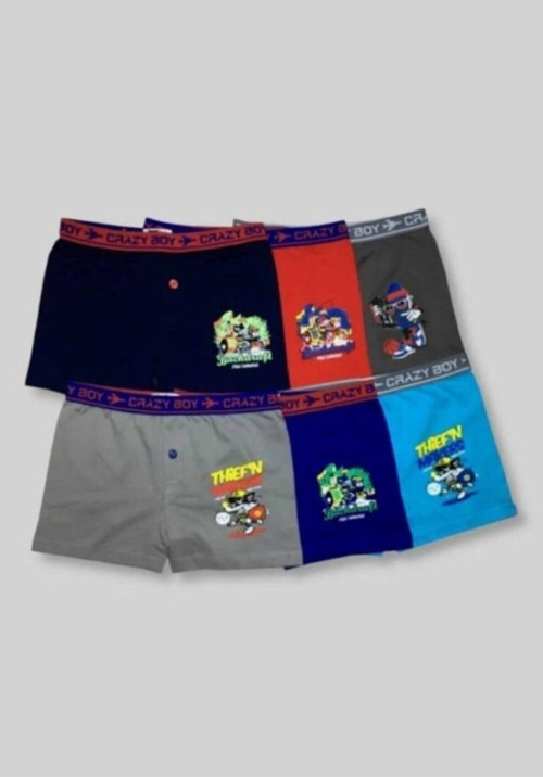 6'Lı Erkek Çocuk Elastan Baskılı Boxer Yeni Sezon