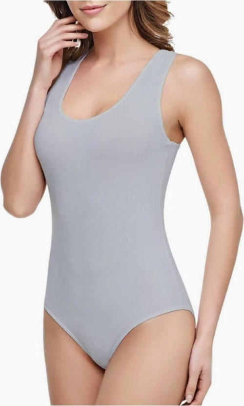 Kadın Gri 6'Lı Paket Geniş Askılı Likralı Çıtçıtlı Body Atlet Yeni Sezon