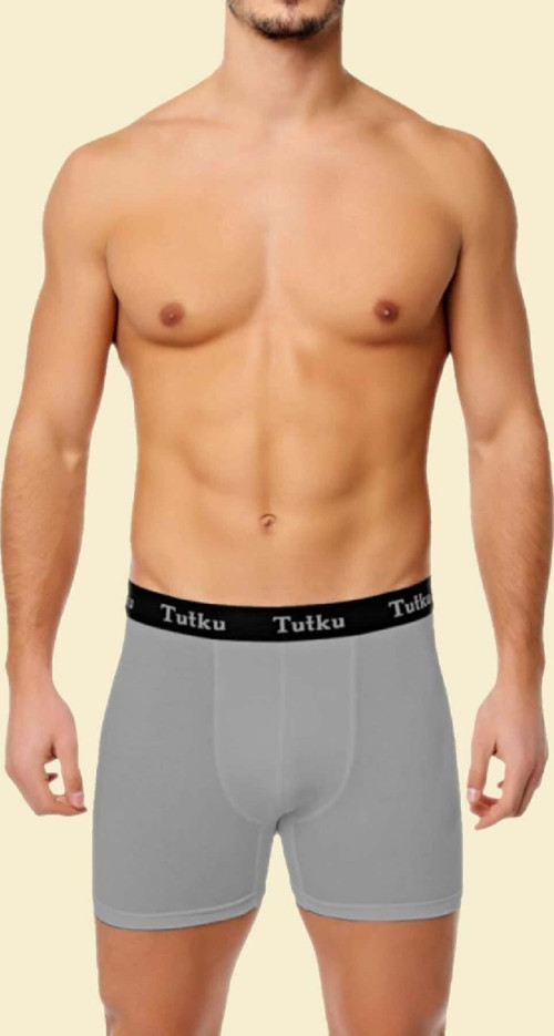 Erkek Gri Likralı Elastan Paçalı Boxer Külot 6'Lı Paket (Model No-0400)