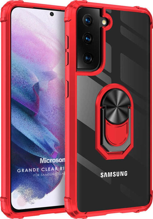 Samsung Galaxy S22 Plus Kılıf Grande Clear Ring Holder Kırmızı