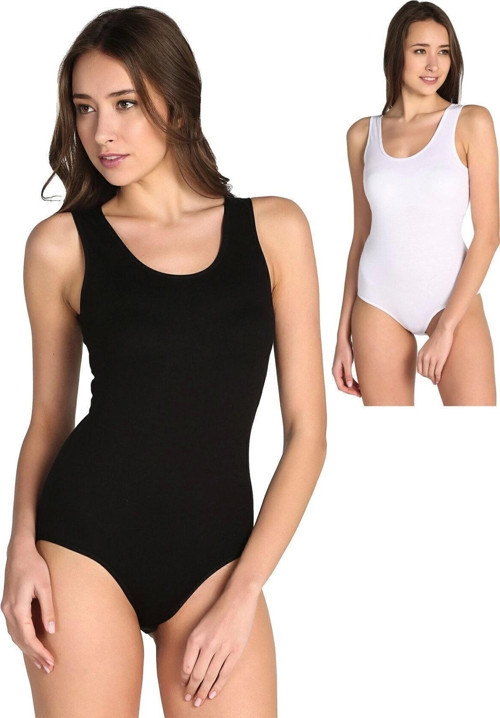 Kadın Siyah Beyaz Kalın Askılı Likralı Kancalı Çıtçıtlı Body 6'Lı Tkd0149-S
