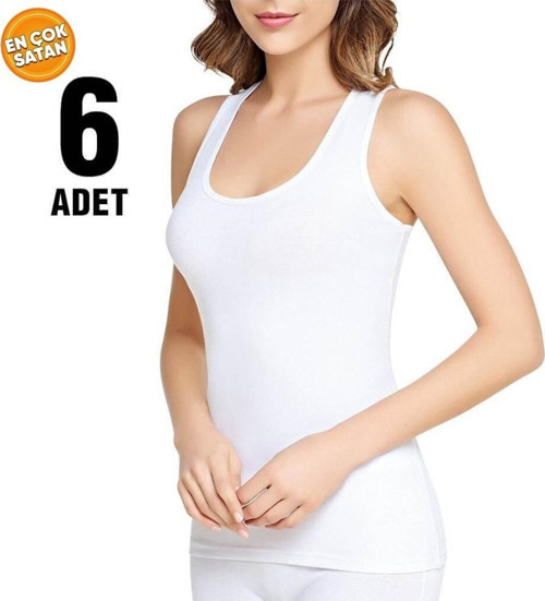 Beyaz Ribana Kalın Askılı Atlet 6'Lı Tut0136