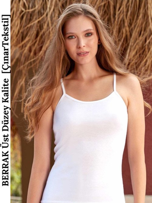 Ribana İp Askılı %100 Cotton Düz Atlet