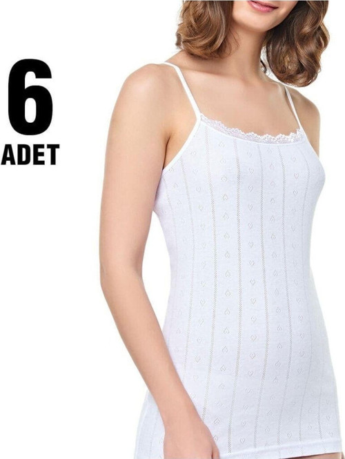 Elestan Ip Askılı Jakarlı Atlet 6'Lı