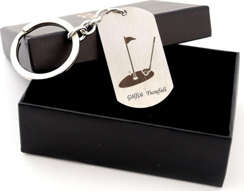 Isme Özel Golf Sopası Tasarım Figürlü Çelik Anahtarlık
