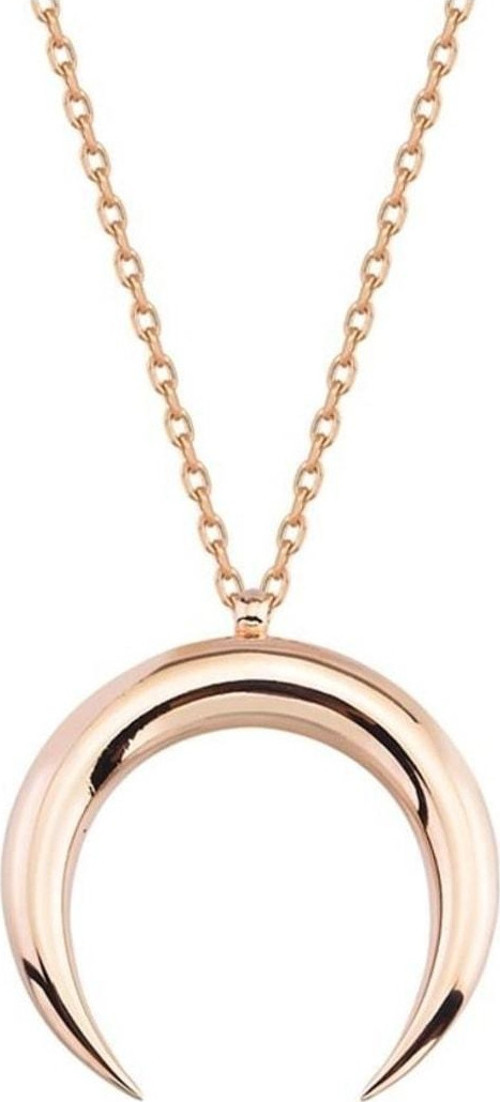 Ters Hilal 925 Ayar Rose Gümüş Kolye