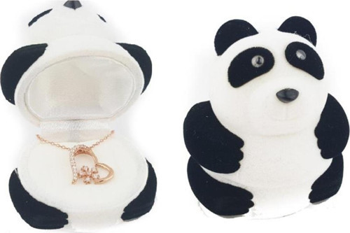 925 Ayar Gümüş Kadife Panda Kutusunda Kalpli Kar Tanesi Kolye