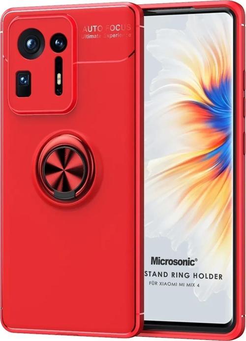 Xiaomi Mi Mix 4 Kılıf Kickstand Ring Holder Kırmızı