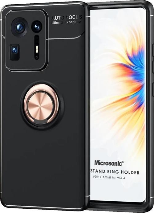 Xiaomi Mi Mix 4 Kılıf Kickstand Ring Holder Siyah Rose
