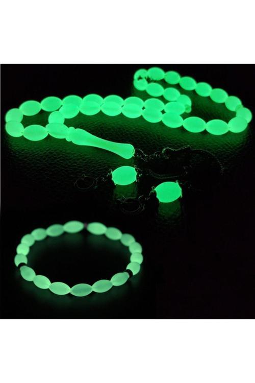 Ayyıldız Püskül Arpa Kesim Fosforlu Tesbih Fosforlu Bileklik Set
