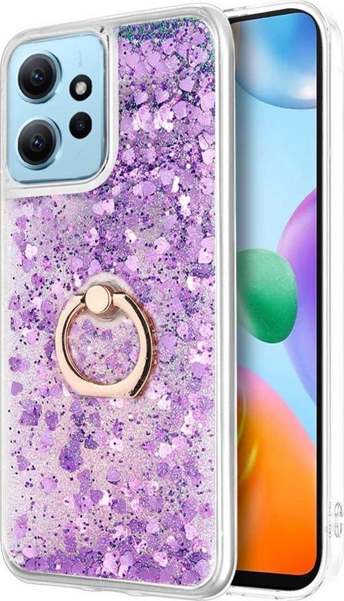 Xiaomi Redmi Note 12 4G Kılıf Glitter Liquid Holder Mor