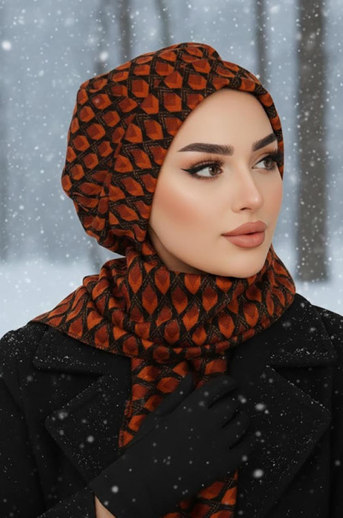 Siyah Taba Desenli Tesettür Bere