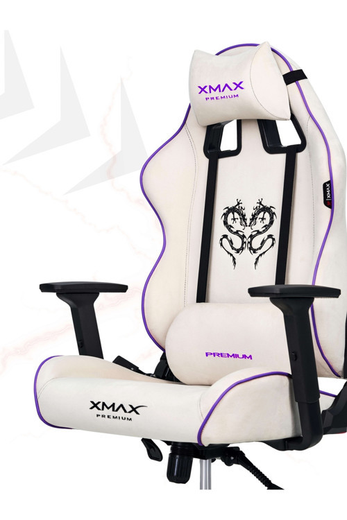 / Rio Balerion Terletmez Kadife Kumaş Beyaz Gaming Oyuncu Koltuğu / 120 Kg Taşır