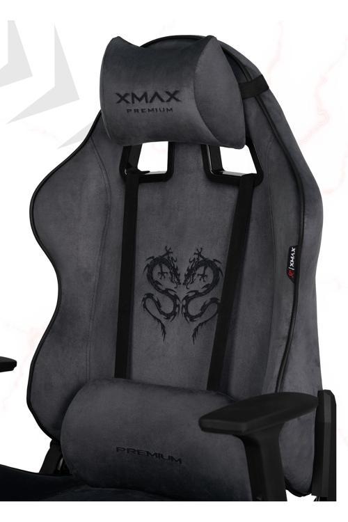 / Rio Balerion Koyu Gri Kadife Terletmez Kumaş Gaming Oyuncu Koltuğu / 120 Kg Taşır