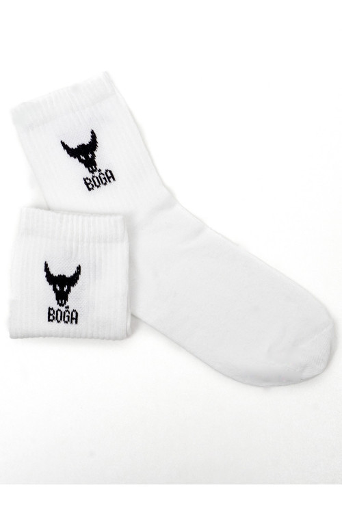 Boğa Burcu Tenis Gym Fitness Çorap Unisex Beyaz Astroloji Burç Desenli