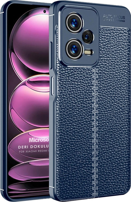 Xiaomi Redmi Note 12 Kılıf Deri Dokulu Silikon Lacivert
