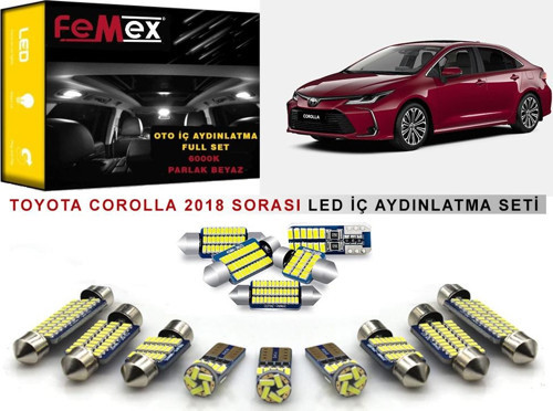 Toyota Corolla 2018 ve Sonrası LED İç Aydınlatma Ampul Seti FEMEX Parlak Beyaz