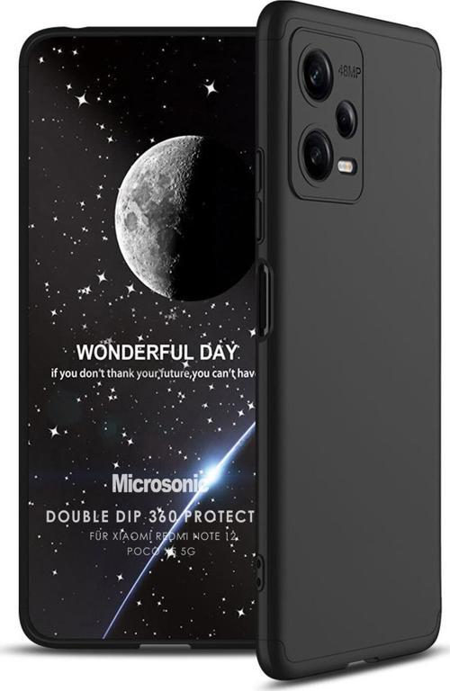 Xiaomi Redmi Note 12 Kılıf Double Dip 360 Protective Siyah