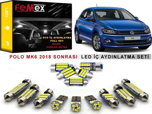Volkswagen Polo MK6 2018 Sonrası LED İç Aydınlatma Ampul Seti FEMEX Parlak Beyaz