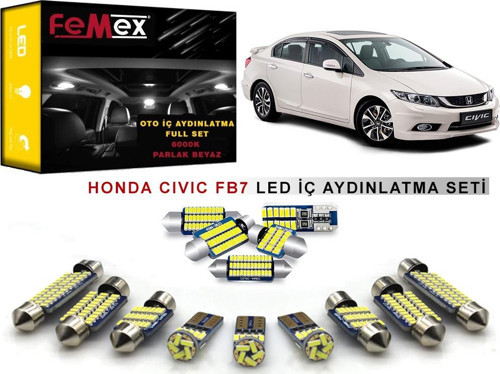 Honda Civic FB7 2013 ve sonrası LED İç Aydınlatma Ampul Seti FEMEX Parlak Beyaz