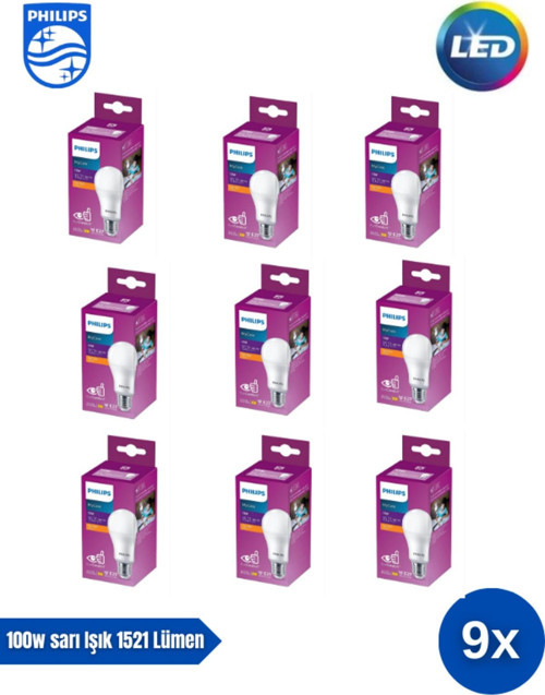 Mycare Led Lamba 13W - 100W 2700K Sarı Işık 1521 Lümen Yüksek Işık ( 9 Adet )
