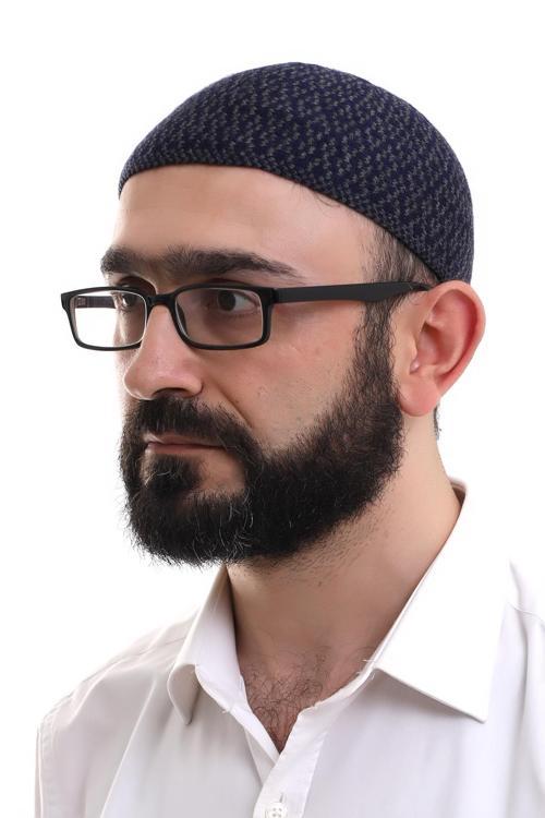 Lacivert Orlon Kışlık Namaz Takkesi Baklava Desenli Takke