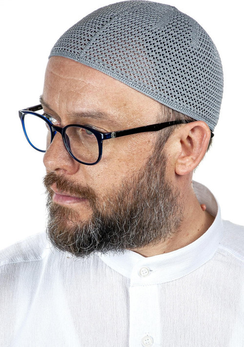 Lüks Çelik Örme Namaz Takkesi Gri 1 Adet