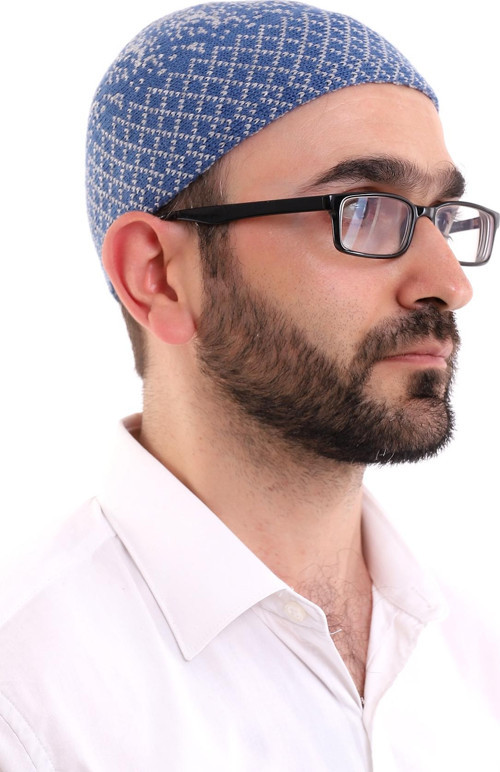 Kışlık Orlon Takke Karyağdı Desenli - Mavi