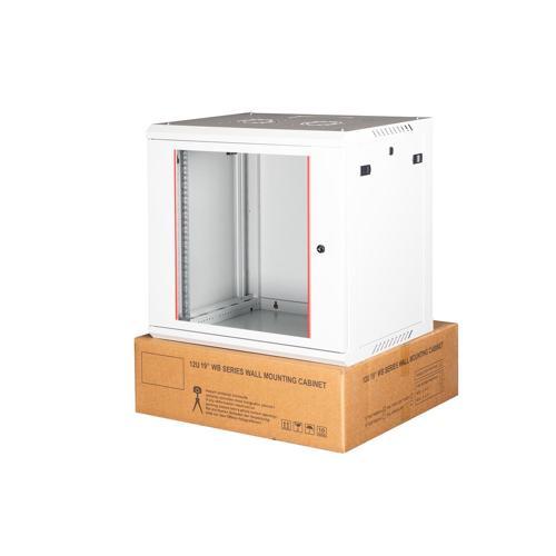 - 12U 19" Duvar Tipi Rack Kabinet – Genişlik: 600 mm | Derinlik: 450 mm – Açık Gri (Demonte)